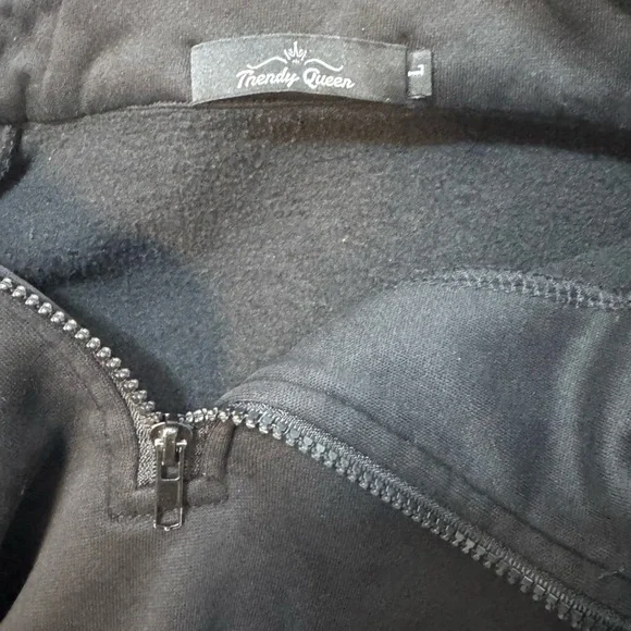 Trendy Queen Oversized Women’s Black Half-Zip Sweatshirt Size L - Picture 8 of 11